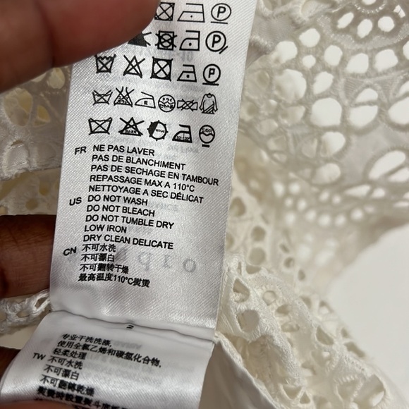 Sandro Paris White Eyelet Off Shoulder Sheer Blouse Size 1 Small - Picture 7 of 8